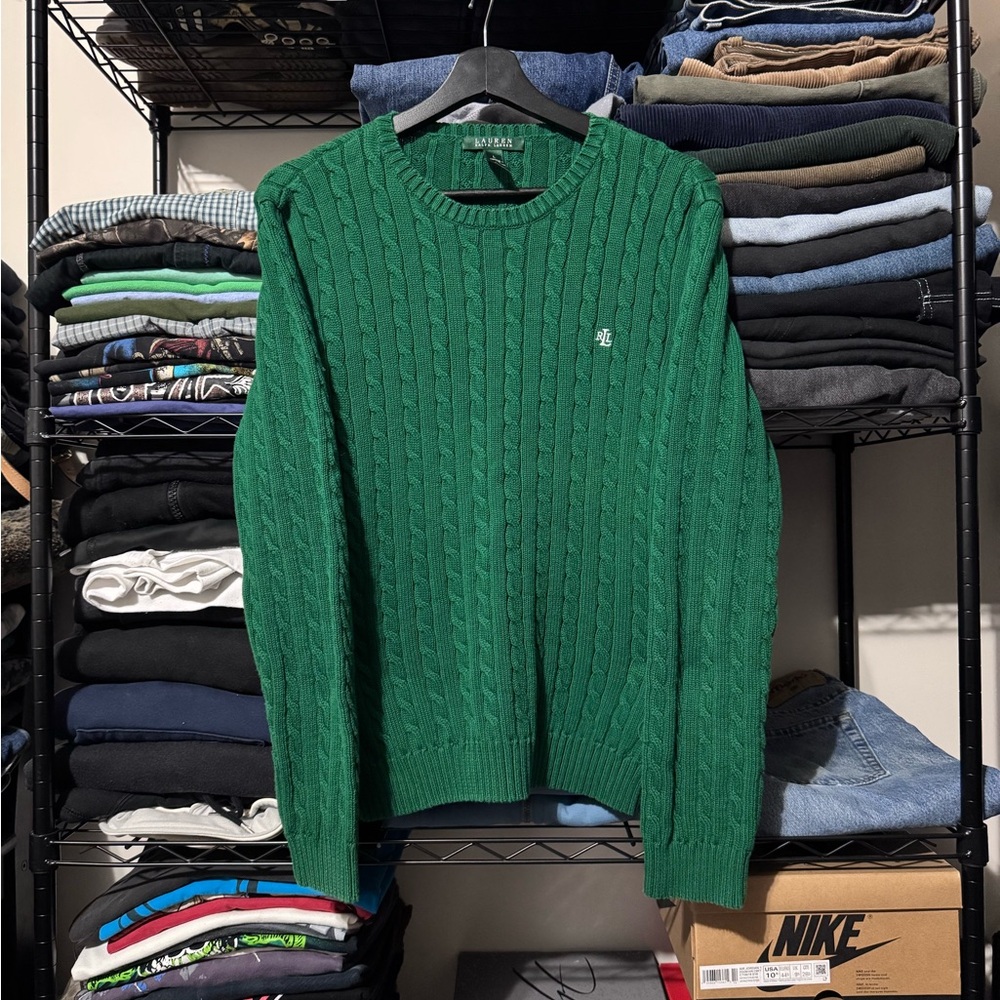 Ralph Lauren Green Cable Knit Sweater